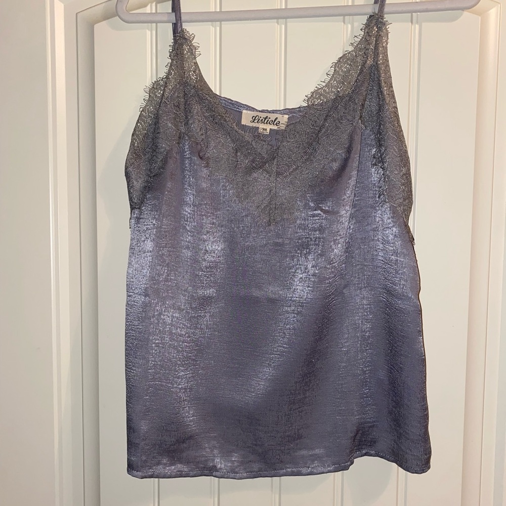 Silver/gray lace tank